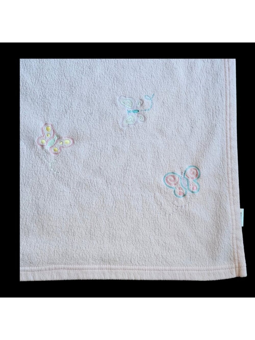 Spring Industries Pink Butterfly Baby Blanket Fleece Embroidered